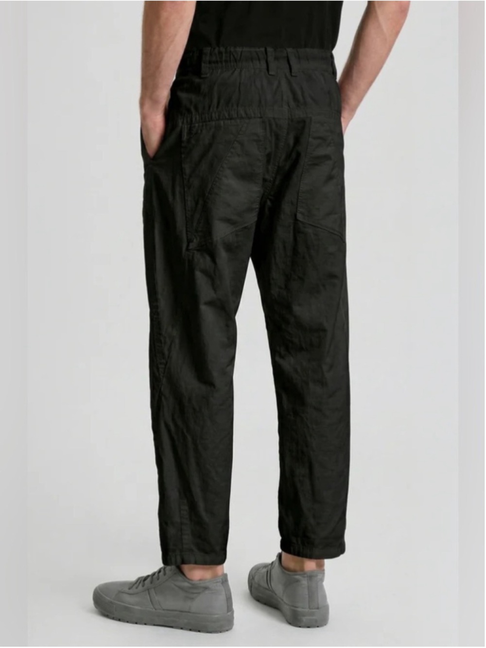 Transit Uomo Style E141 Black Coated Cotton Stretch Blend Trousers Size 34